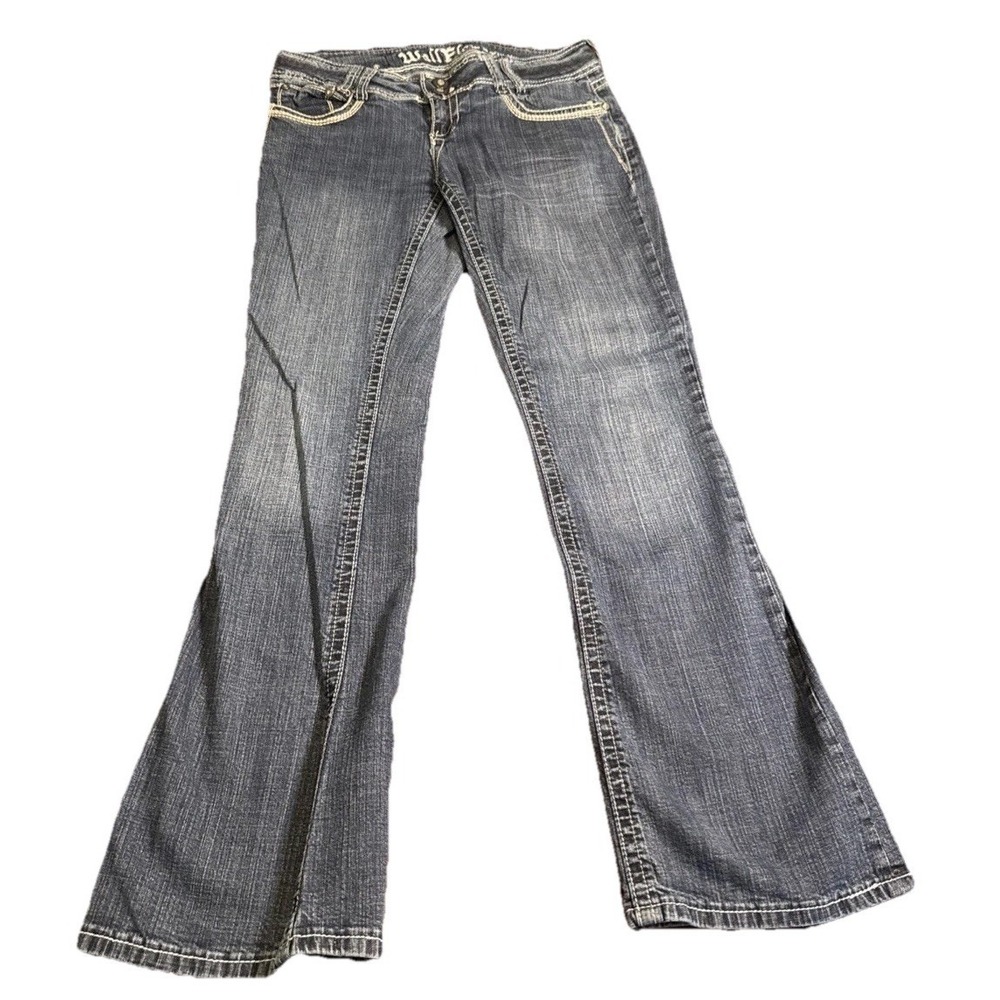 Wallflower Juniors Bootcut Jeans‎ Size 9 Regular Dark Wash Stretch Flap Pocket